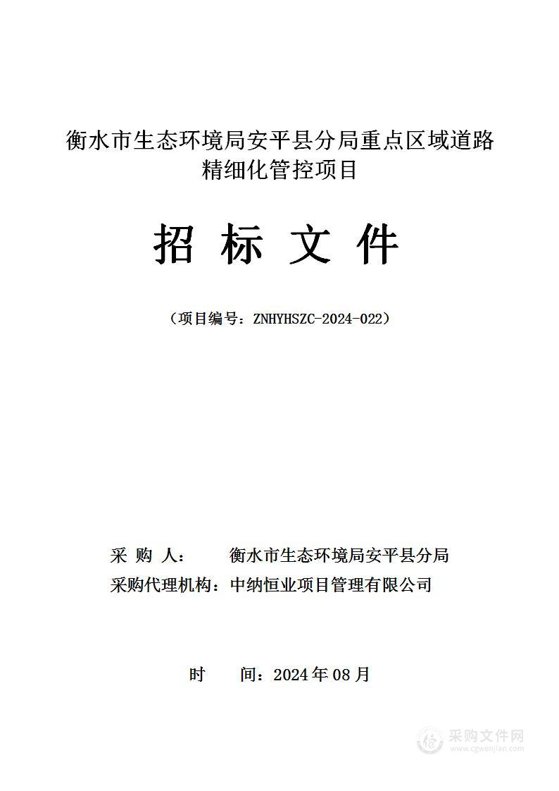 衡水市生态环境局安平县分局重点区域道路精细化管控项目