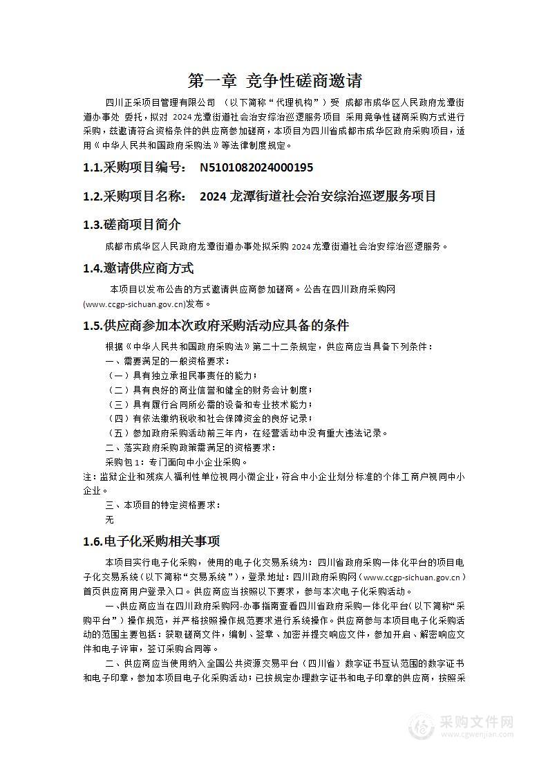 2024龙潭街道社会治安综治巡逻服务项目