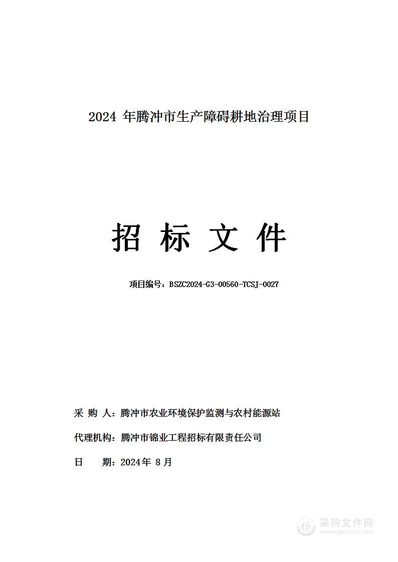 2024年腾冲市生产障碍耕地治理项目