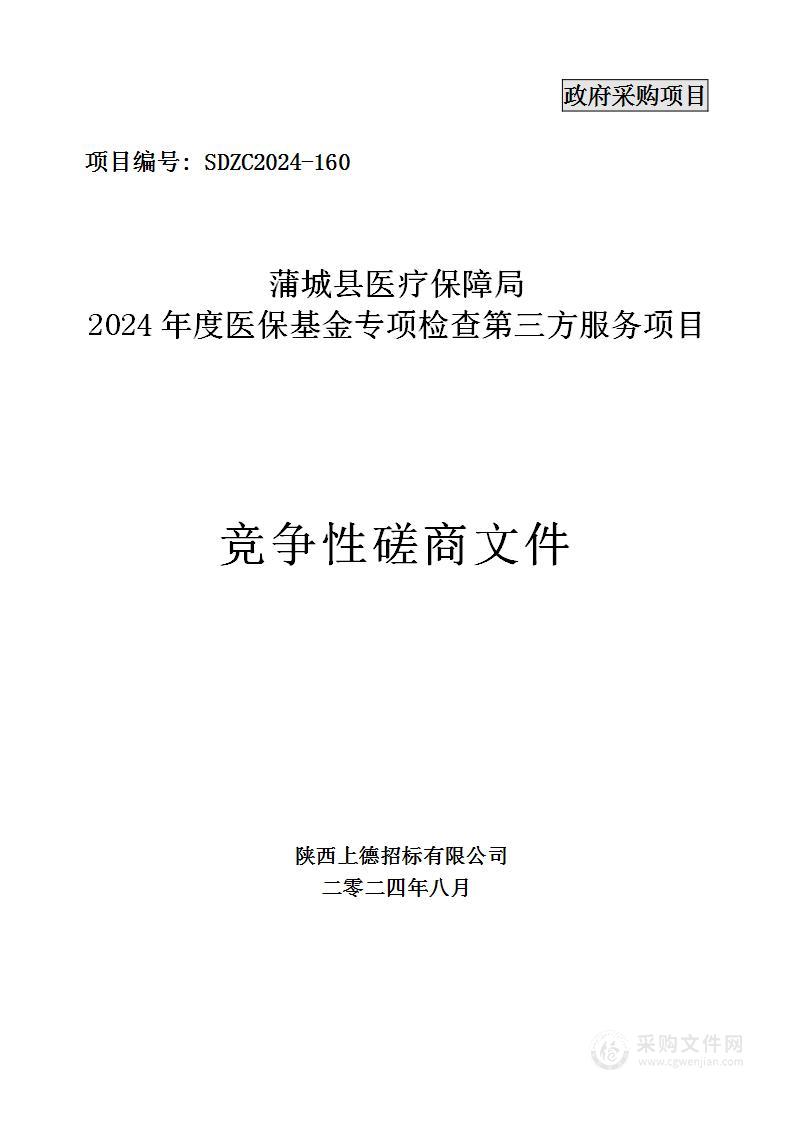 2024年度医保基金专项检查第三方服务项目