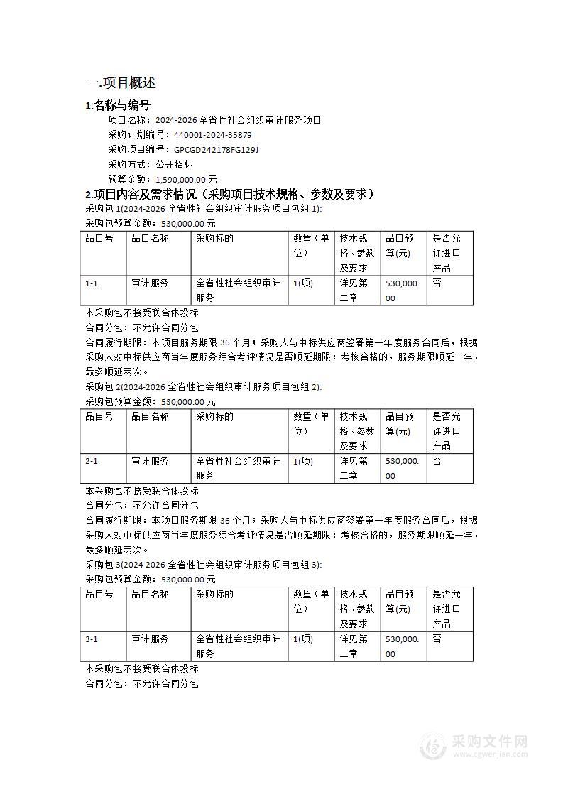 2024-2026全省性社会组织审计服务项目