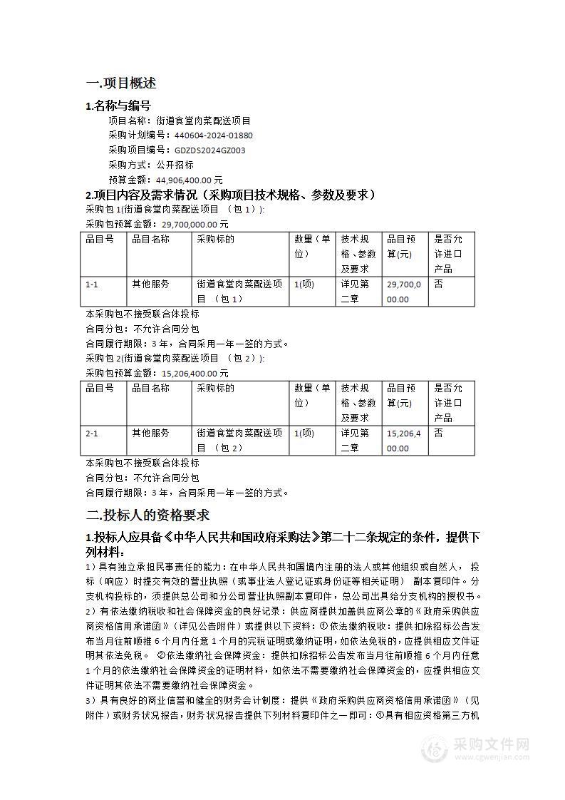 街道食堂肉菜配送项目