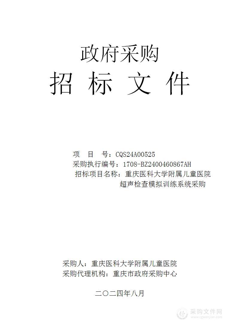 重庆医科大学附属儿童医院超声检查模拟训练系统采购