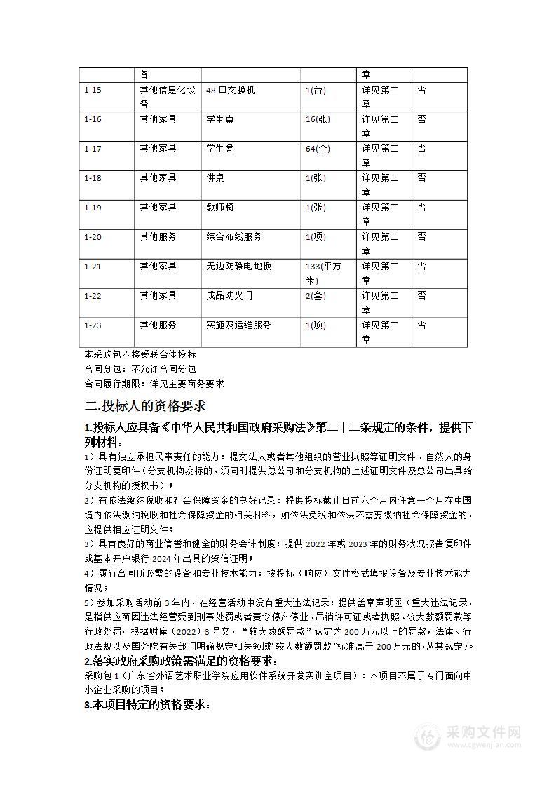 广东省外语艺术职业学院应用软件系统开发实训室项目