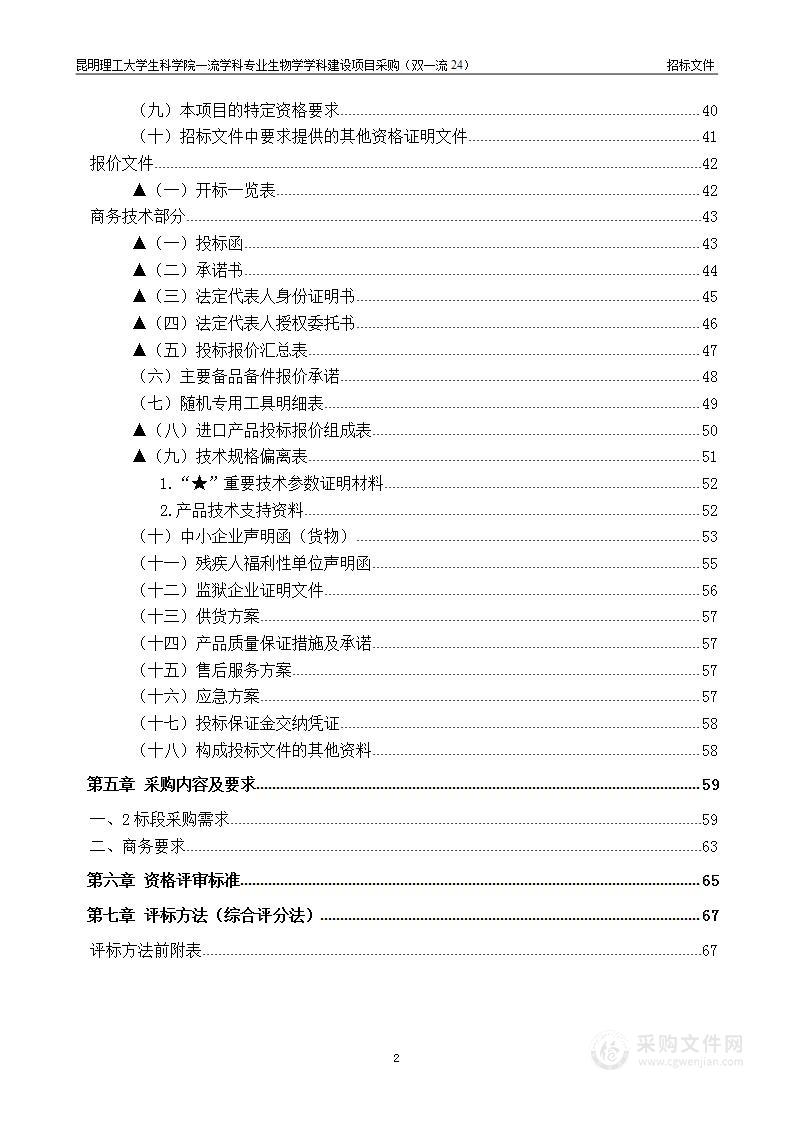 昆明理工大学生科学院一流学科专业生物学学科建设项目采购（双一流24）（标段：2）