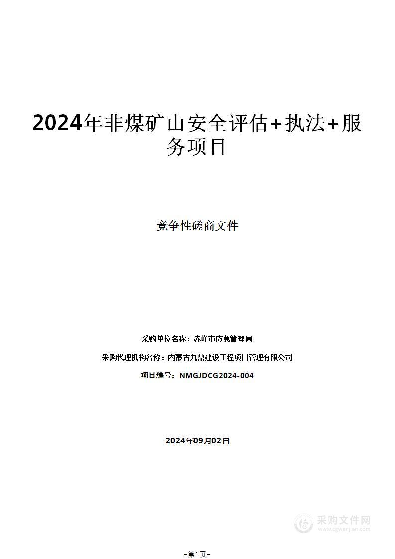 2024年非煤矿山安全评估+执法+服务项目