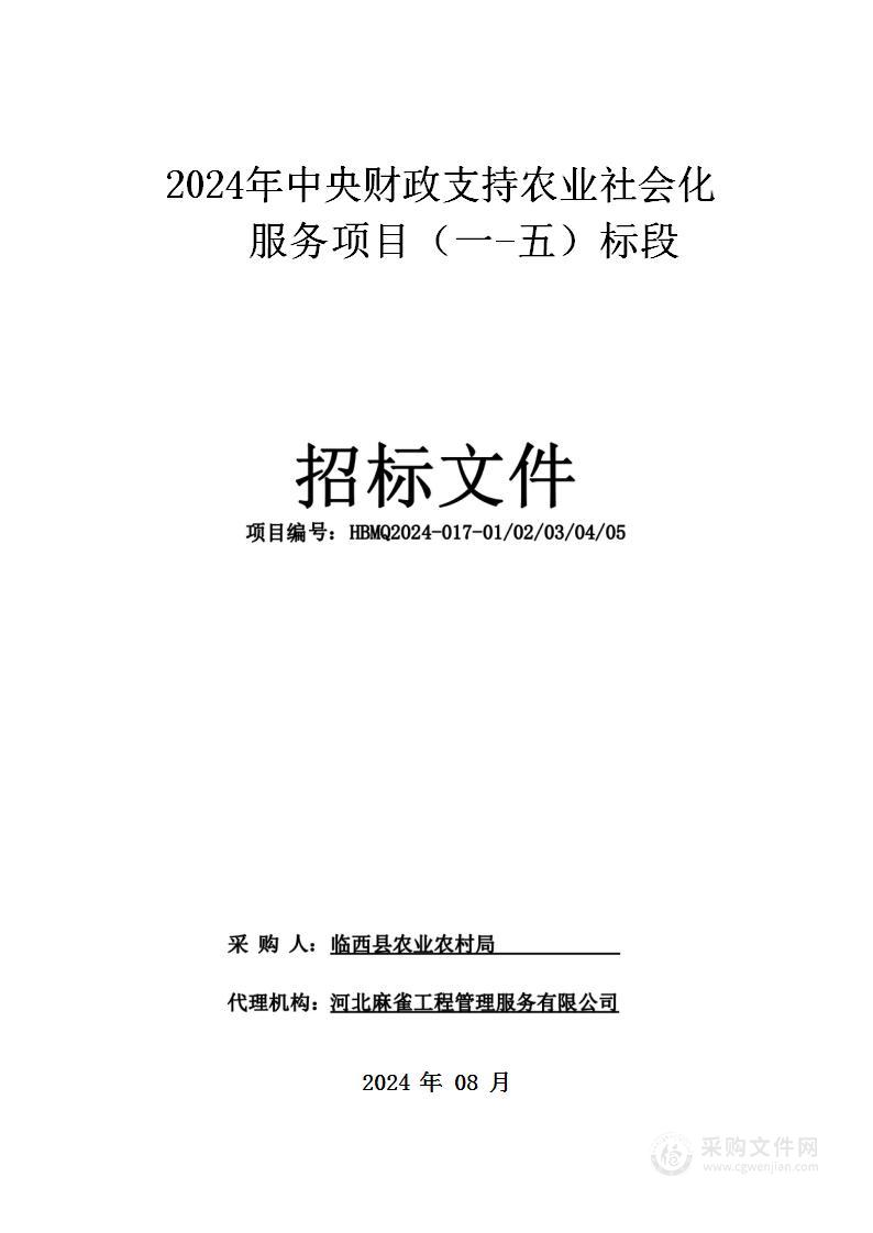 2024年中央财政支持农业社会化服务项目