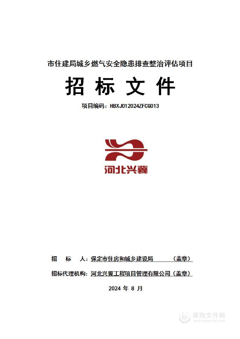 市住建局城乡燃气安全隐患排查整治评估项目