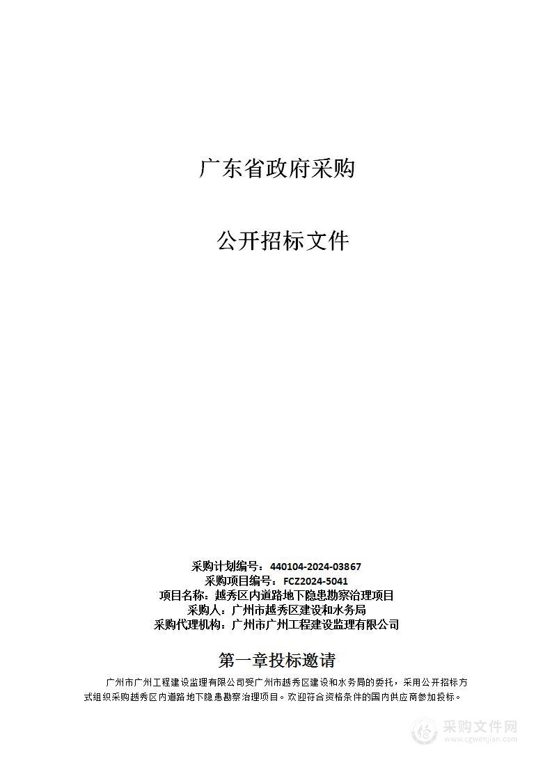 越秀区内道路地下隐患勘察治理项目