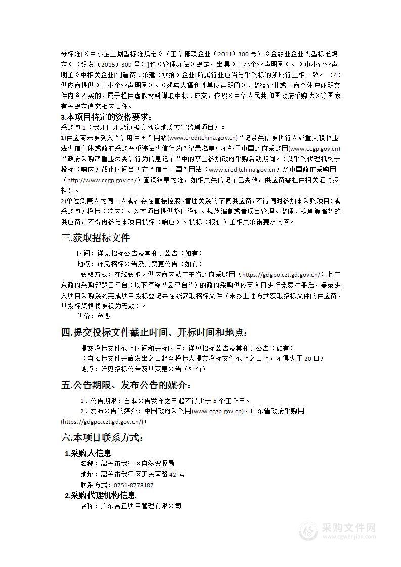 武江区江湾镇极高风险地质灾害监测项目