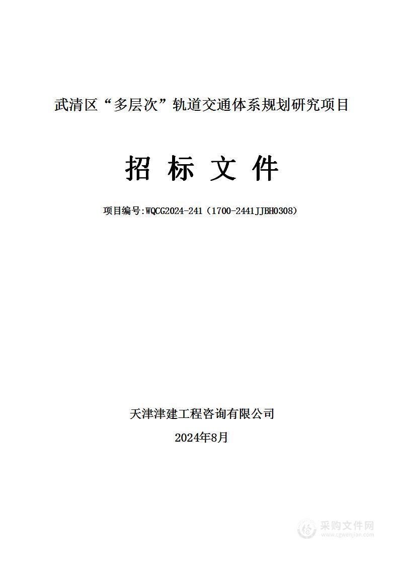 武清区“多层次”轨道交通体系规划研究项目