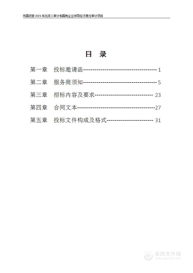 市国资委2024年出资人审计和国有企业领导经济责任审计项目