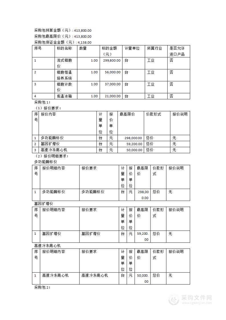 多功能酶标仪等仪器采购