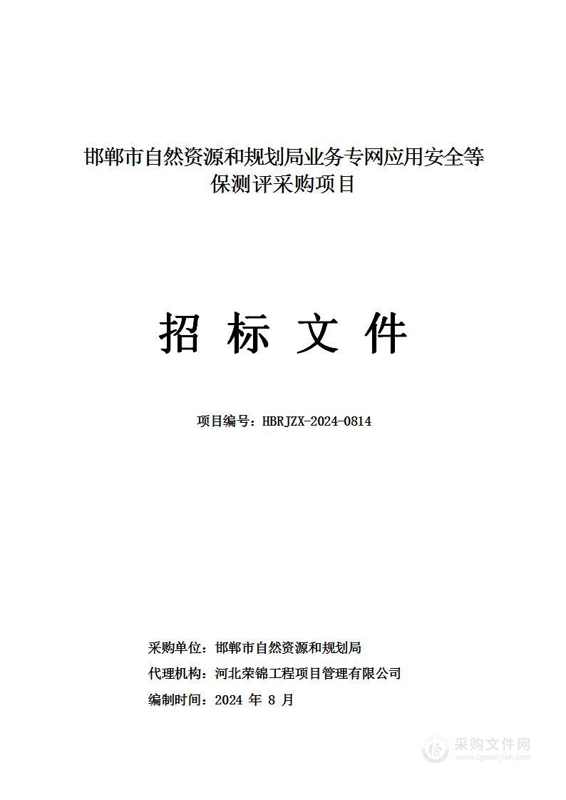 邯郸市自然资源和规划局业务专网应用安全等保测评采购项目