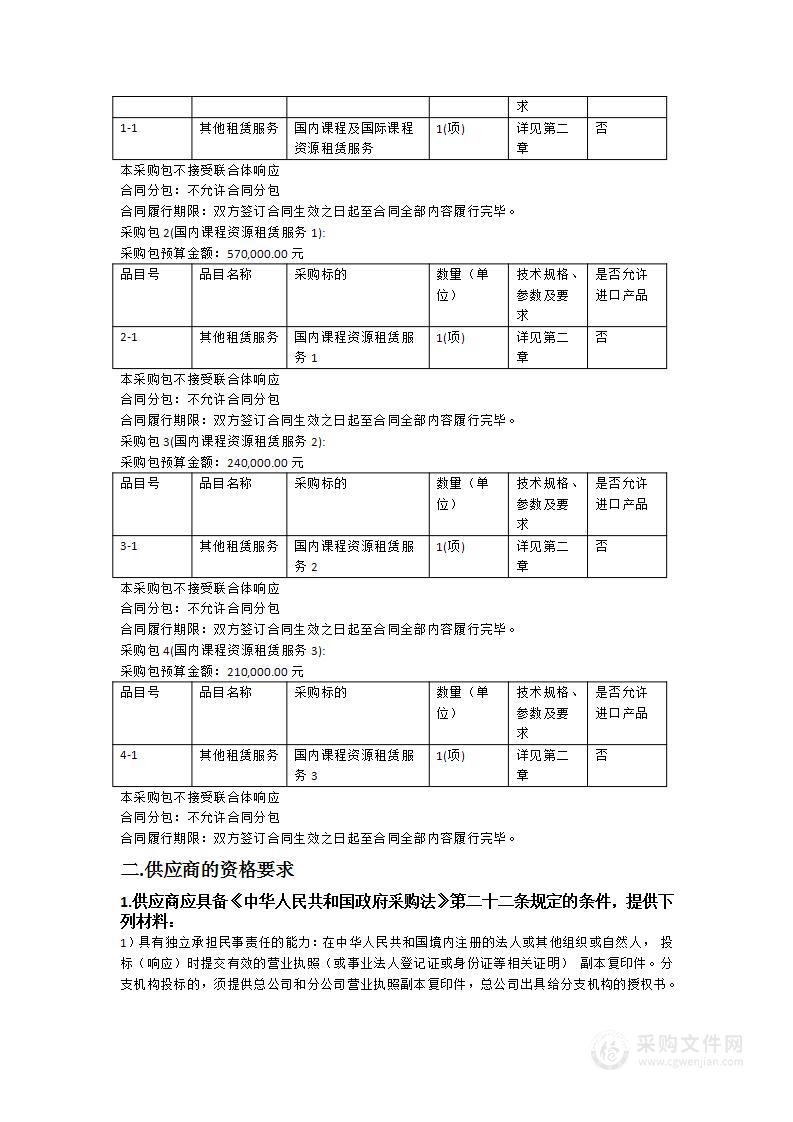 广东开放大学2024年优质在线课程资源租赁服务项目