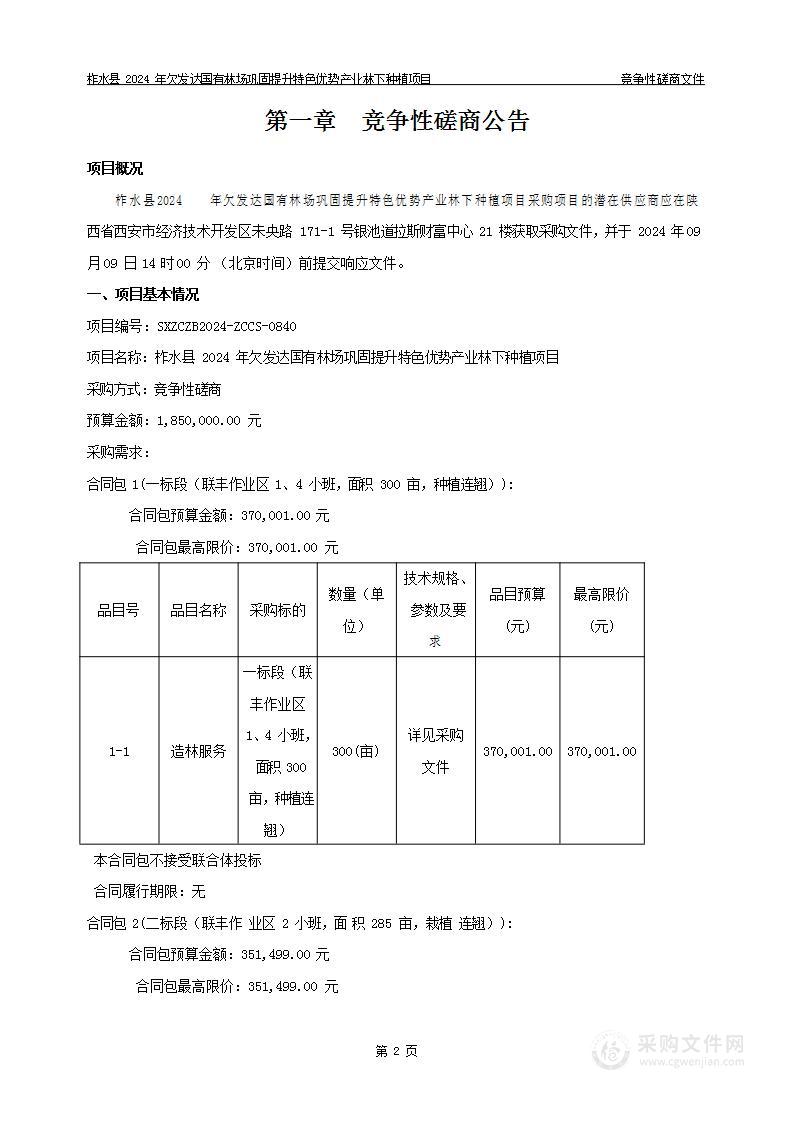 柞水县2024年欠发达国有林场巩固提升特色优势产业林下种植项目