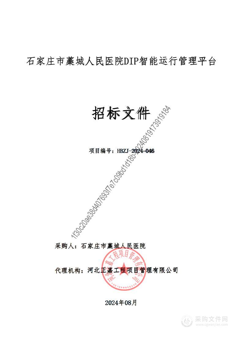 石家庄市藁城人民医院DIP智能运行管理平台