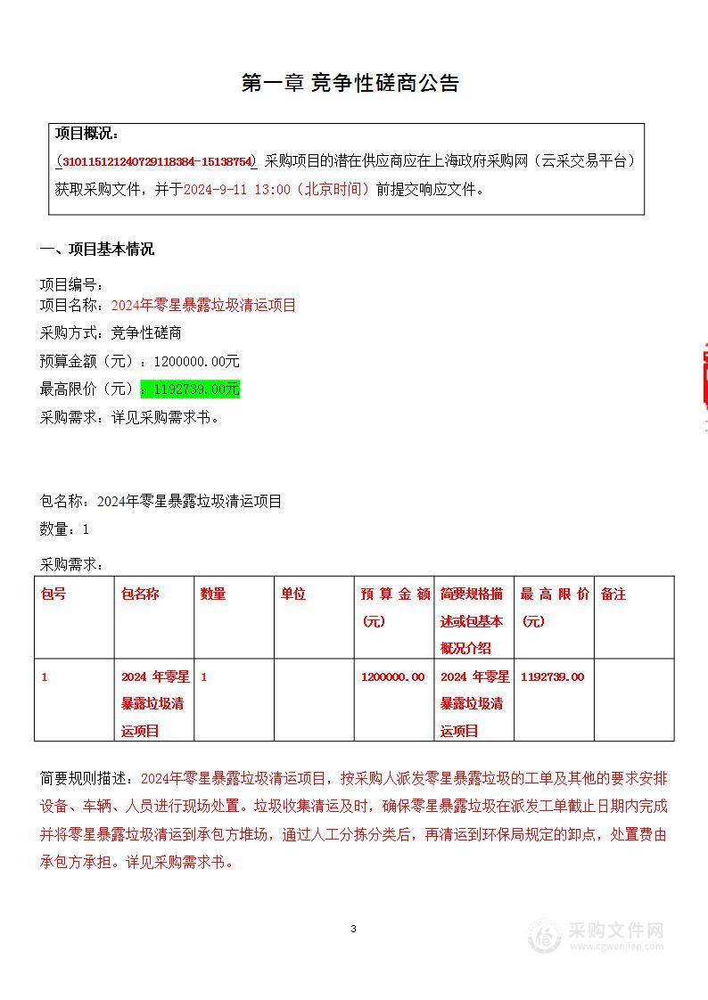 2024年零星暴露垃圾清运项目