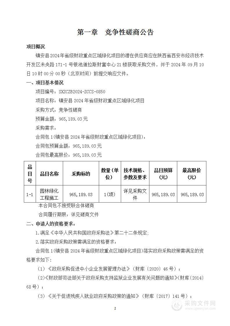 镇安县2024年省级财政重点区域绿化项目