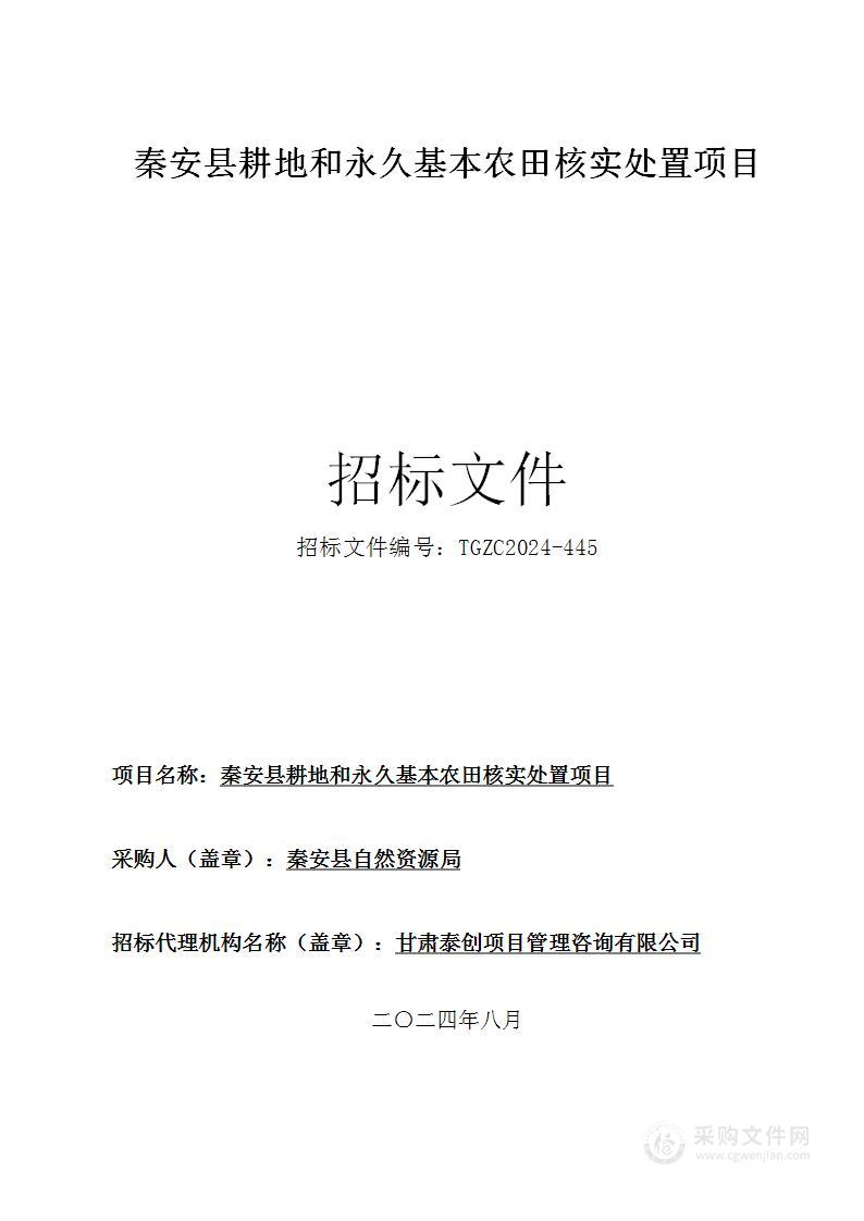 秦安县耕地和永久基本农田核实处置项目