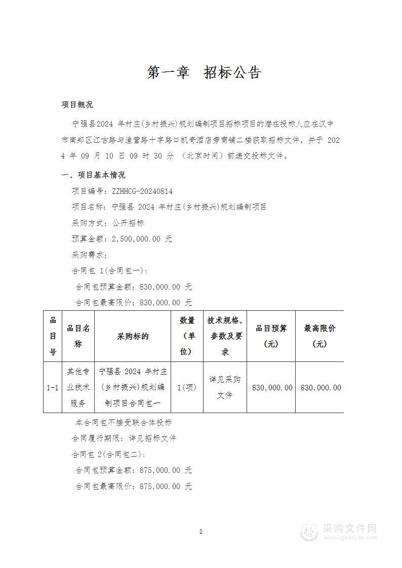 宁强县2024年村庄(乡村振兴)规划编制项目