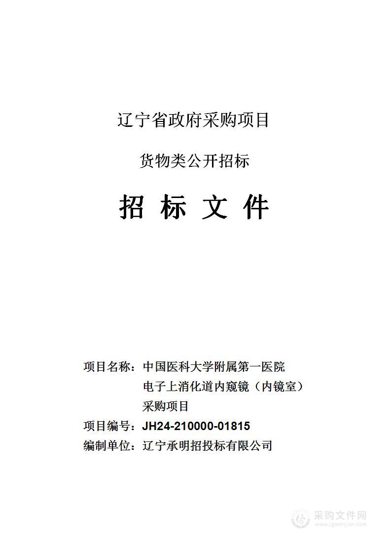 中国医科大学附属第一医院电子上消化道内窥镜（内镜室）采购项目