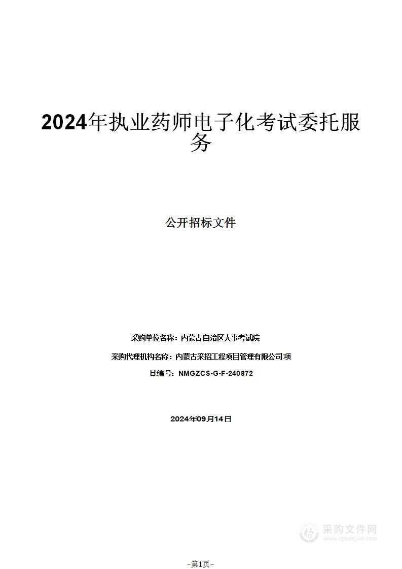 2024年执业药师电子化考试委托服务