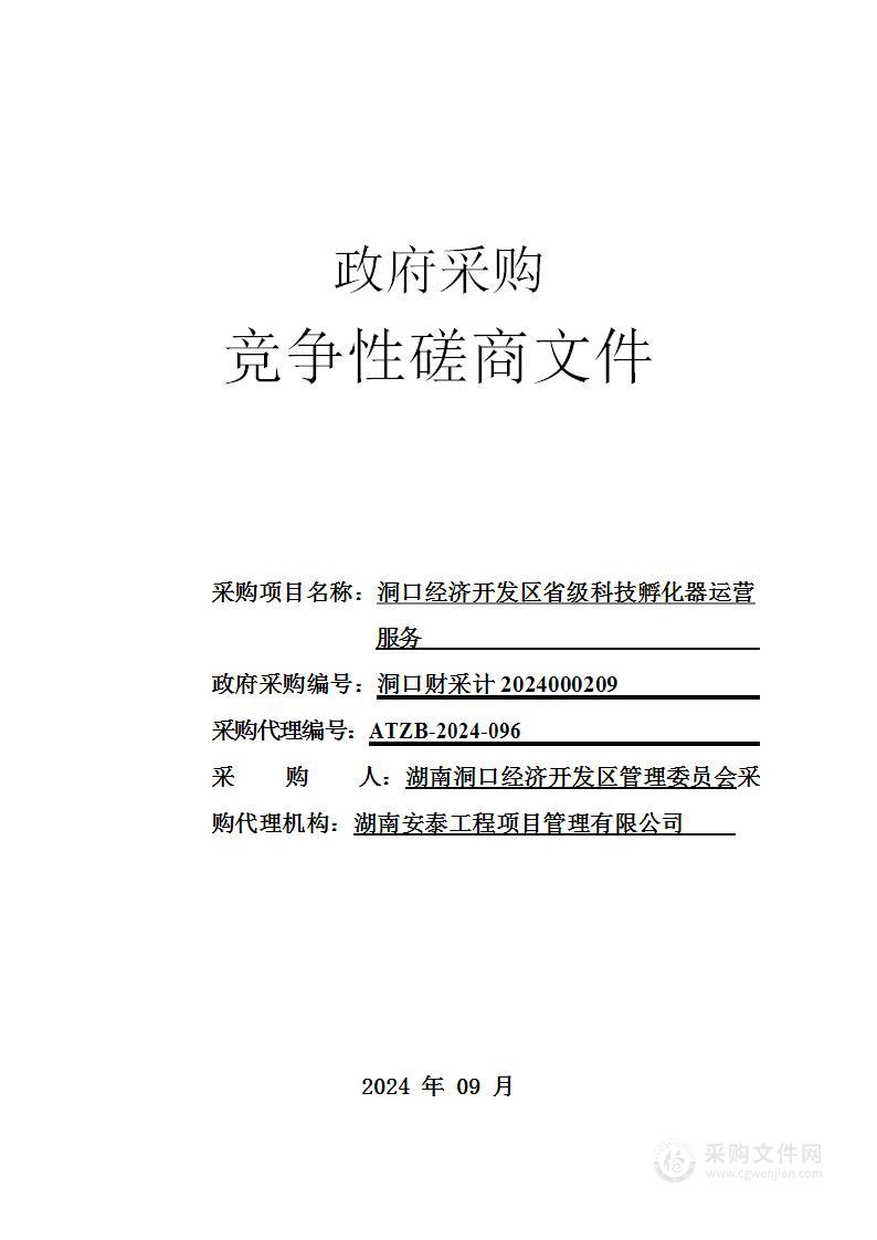 洞口经济开发区省级科技孵化器运营服务