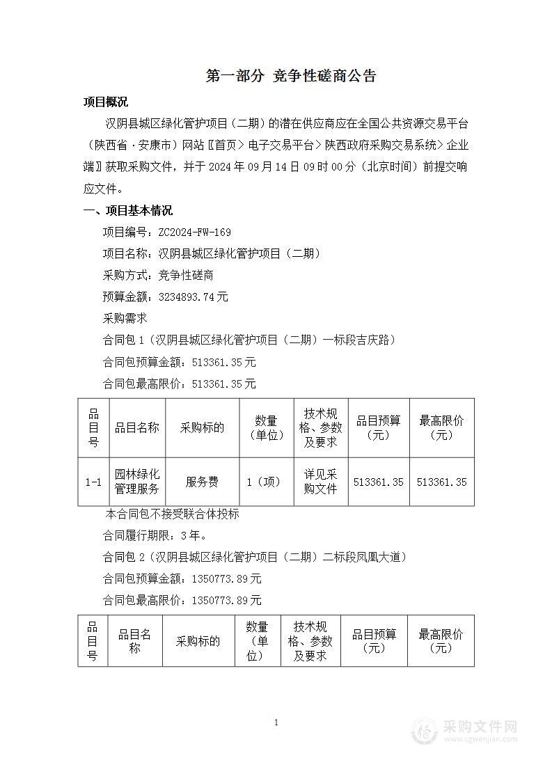 汉阴县城区绿化管护项目（二期）