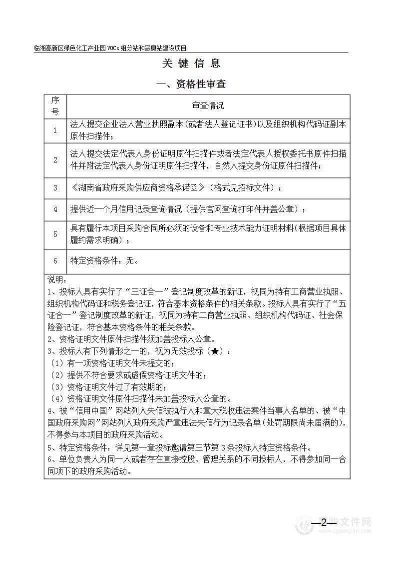 临湘高新区绿色化工产业园VOCs组分站和恶臭站建设项目