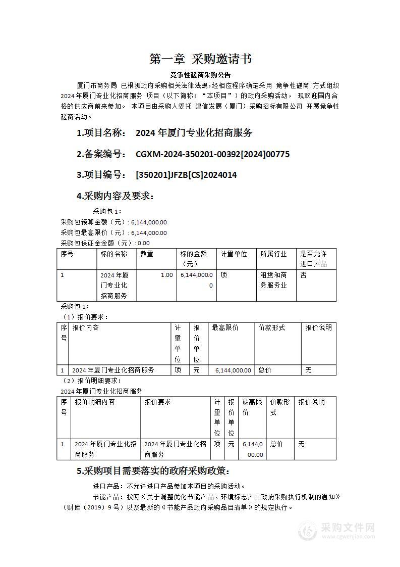 2024年厦门专业化招商服务