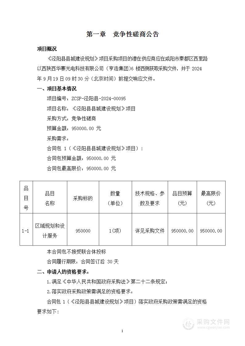 《泾阳县县城建设规划》项目