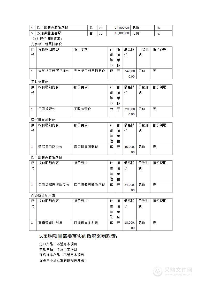 闽清县总医院光学相干断层扫描仪等医疗设备采购项目