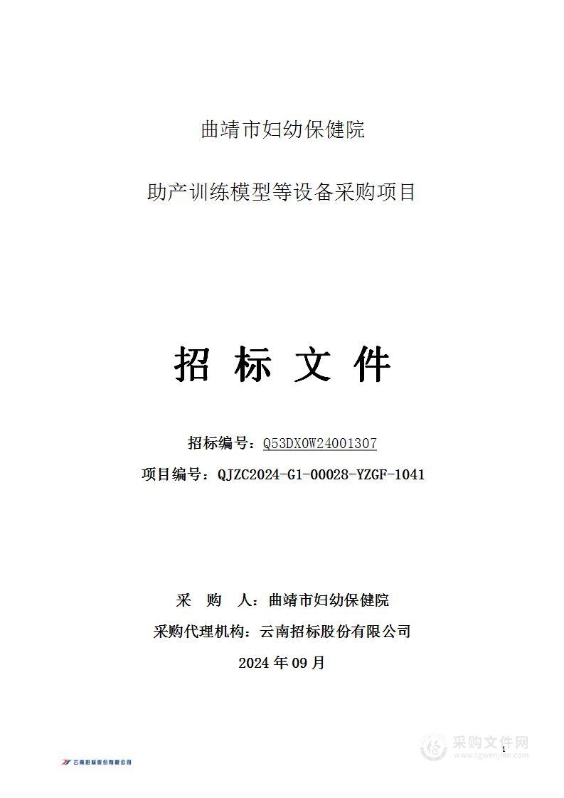 曲靖市妇幼保健院助产训练模型等设备采购项目