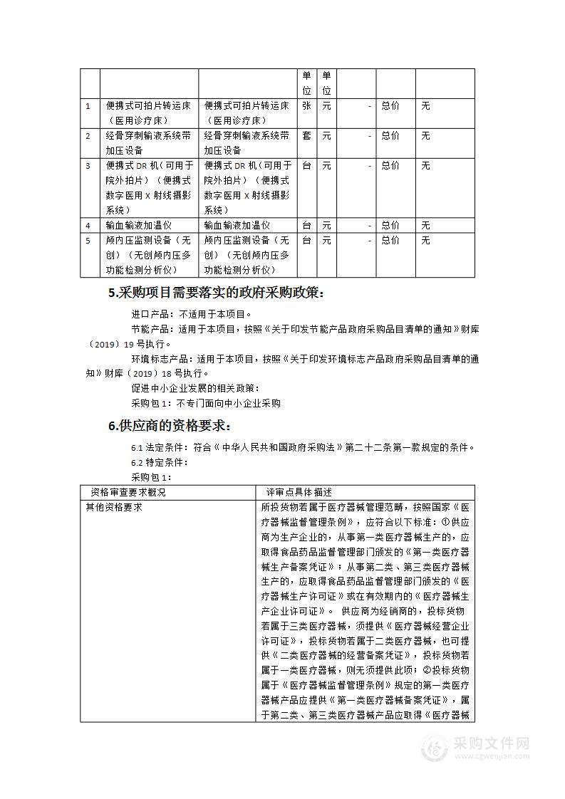 明溪县总医院医共体能力提升（创伤中心医疗设备一批采购）项目