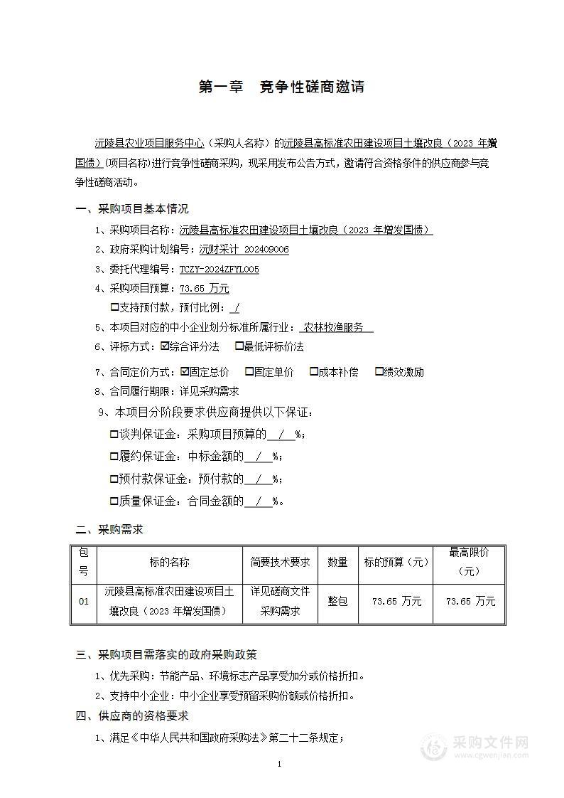 沅陵县高标准农田建设项目土壤改良（2023年增发国债）