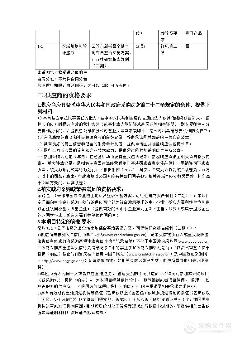 云浮市新兴县全域土地综合整治实施方案、可行性研究报告编制（二期）