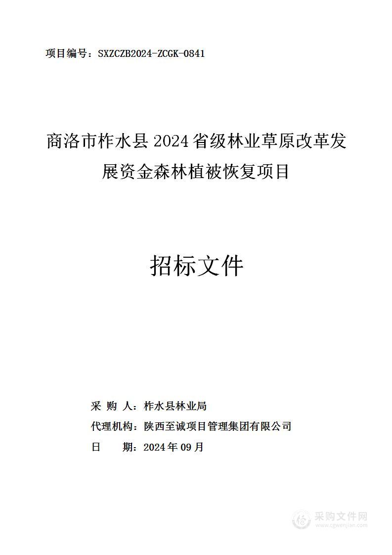 商洛市柞水县2024省级林业草原改革发展资金森林植被恢复项目