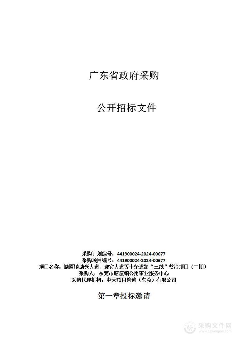 塘厦镇塘兴大道、迎宾大道等十条道路“三线”整治项目（二期）