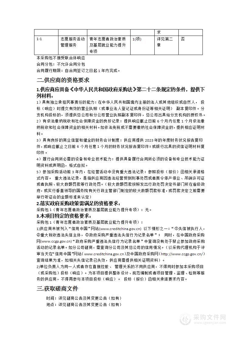 青年志愿者政治素质及基层就业能力提升专项