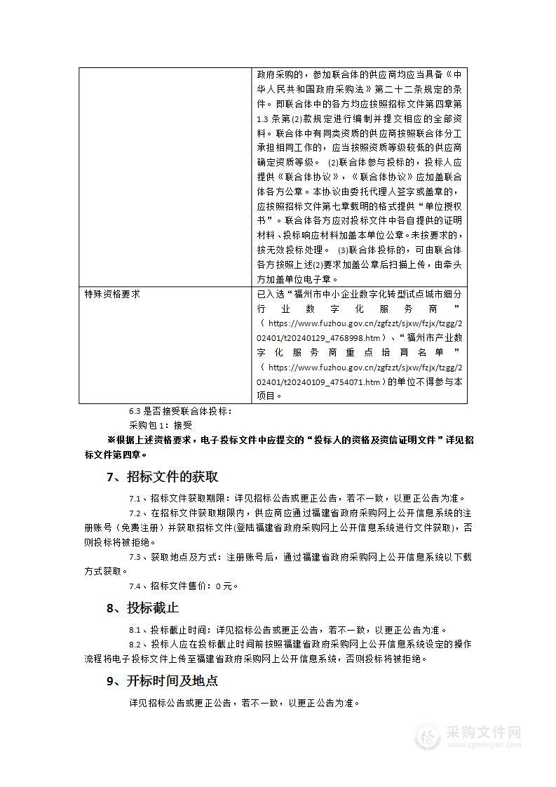 福州市中小企业数字化转型试点城市工作全流程监理及验收服务采购项目