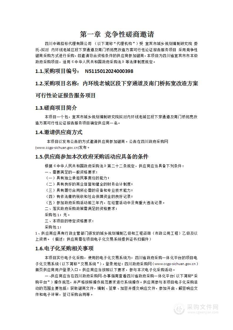 内环线老城区段下穿通道及南门桥拓宽改造方案可行性论证报告服务项目