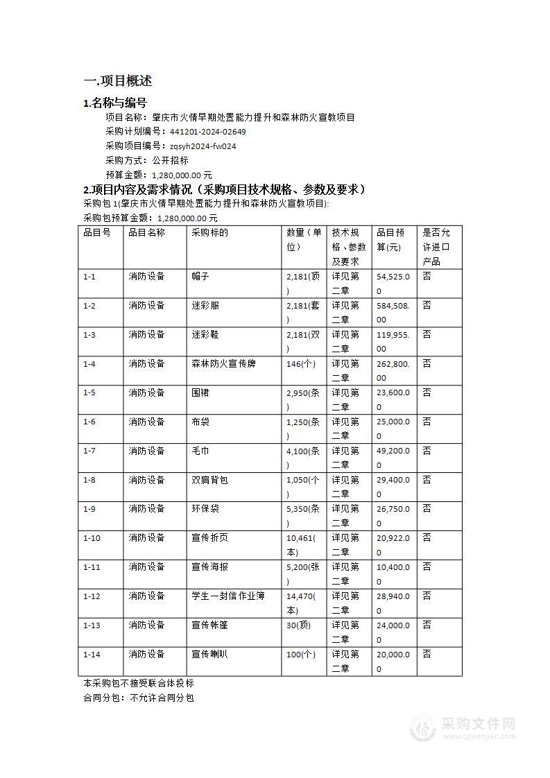 肇庆市火情早期处置能力提升和森林防火宣教项目