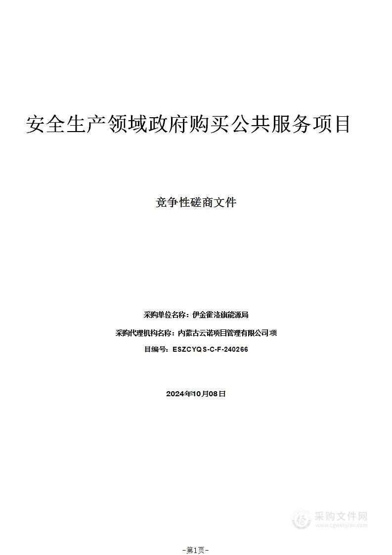 安全生产领域政府购买公共服务项目