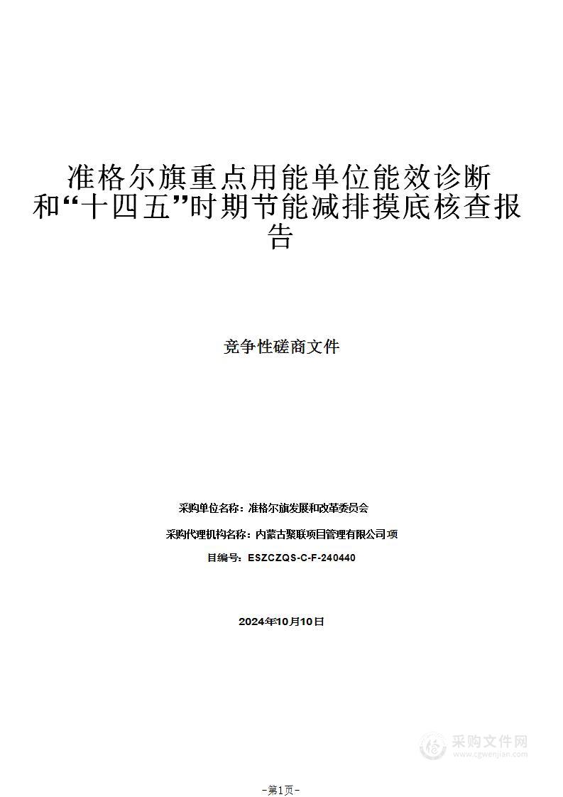 准格尔旗重点用能单位能效诊断和“十四五”时期节能减排摸底核查报告