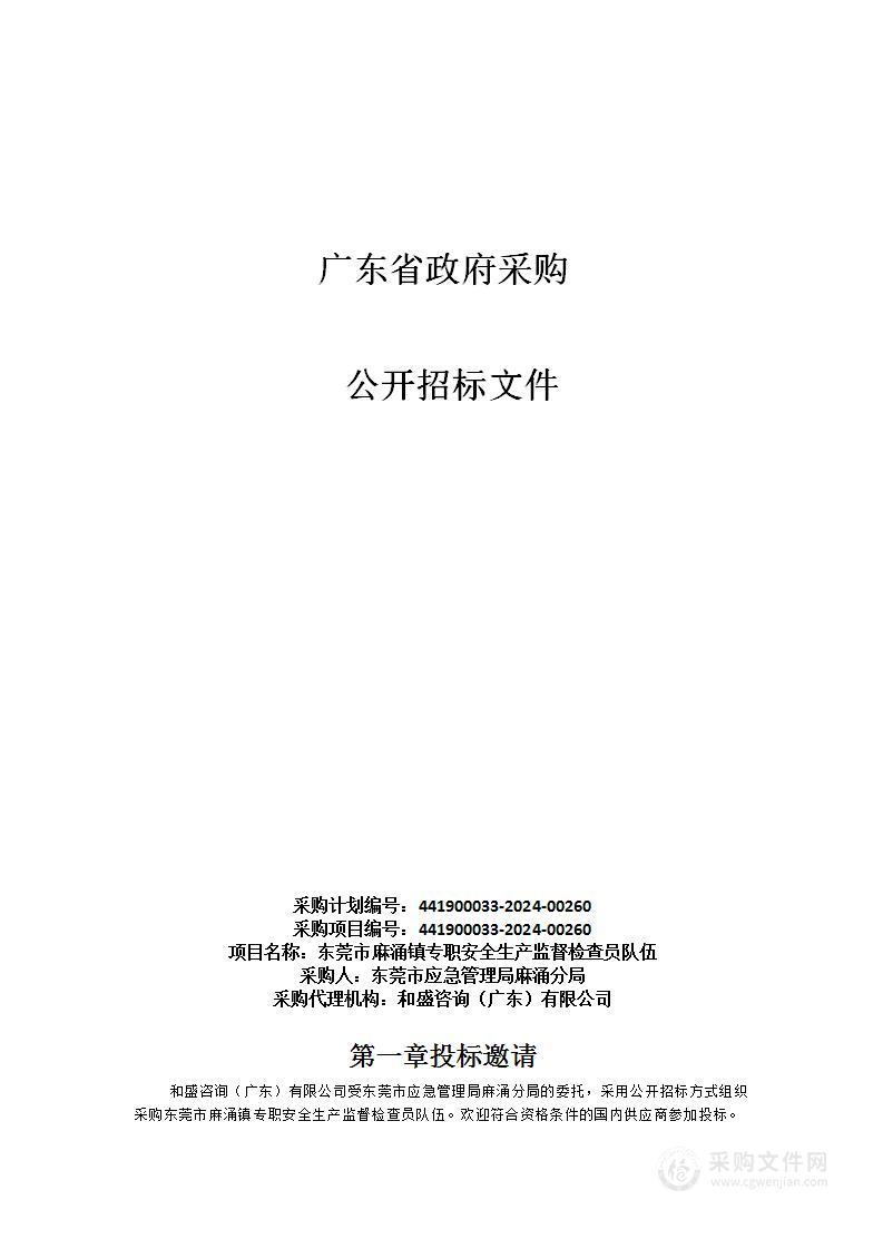 东莞市麻涌镇专职安全生产监督检查员队伍