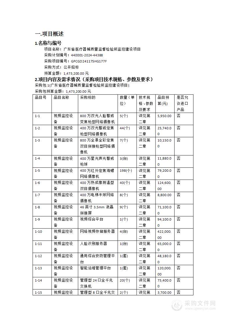 广东省医疗器械质量监督检验所监控建设项目