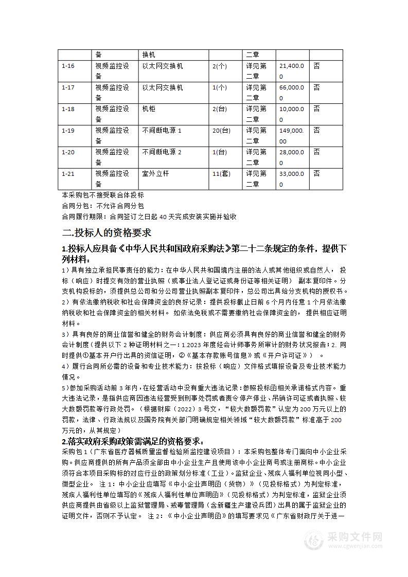 广东省医疗器械质量监督检验所监控建设项目