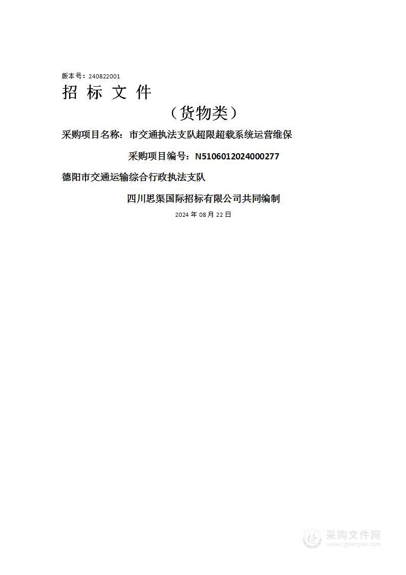 市交通执法支队超限超载系统运营维保