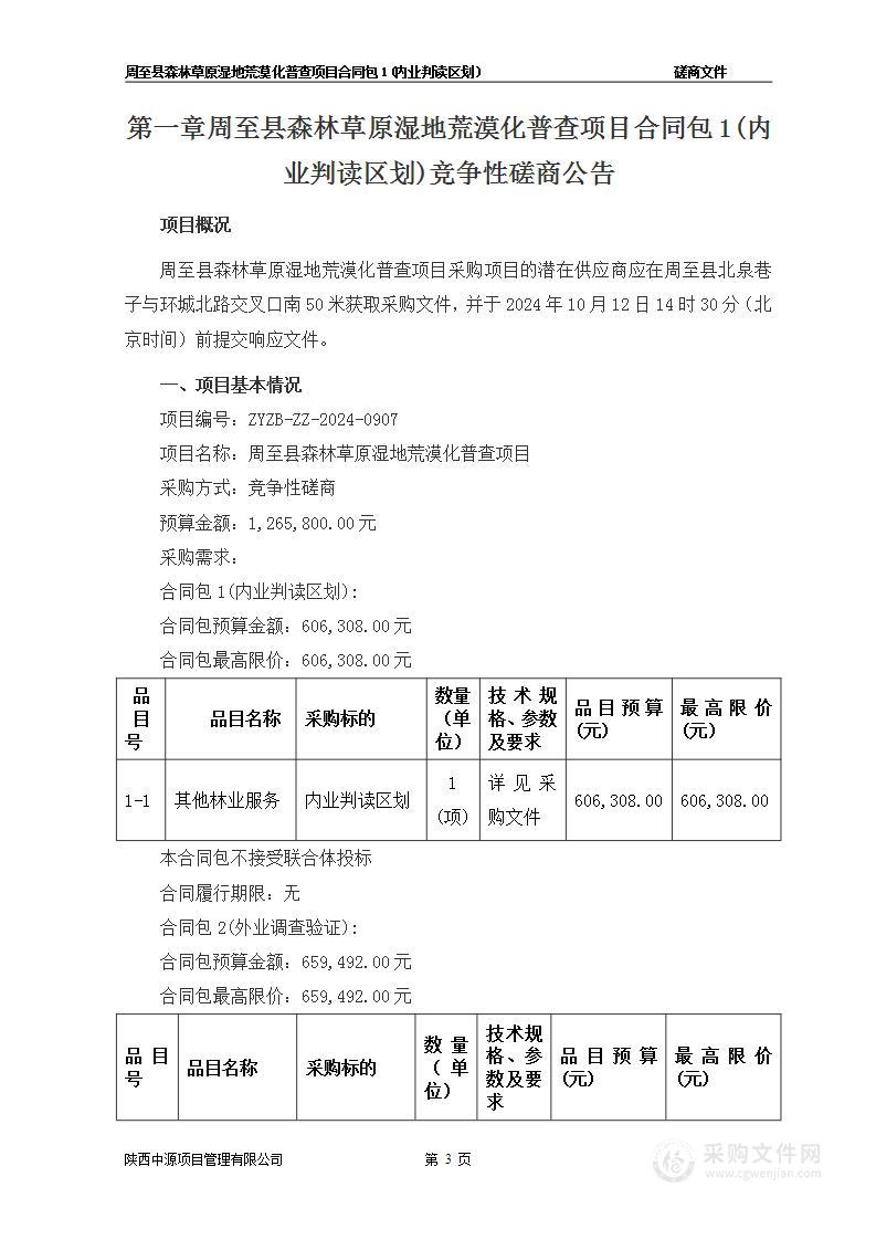 周至县森林草原湿地荒漠化普查项目（第一包）